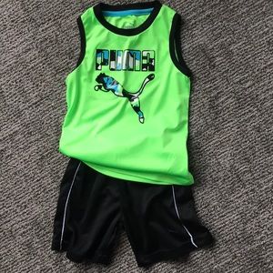 Boys Puma Neon tank and shorts